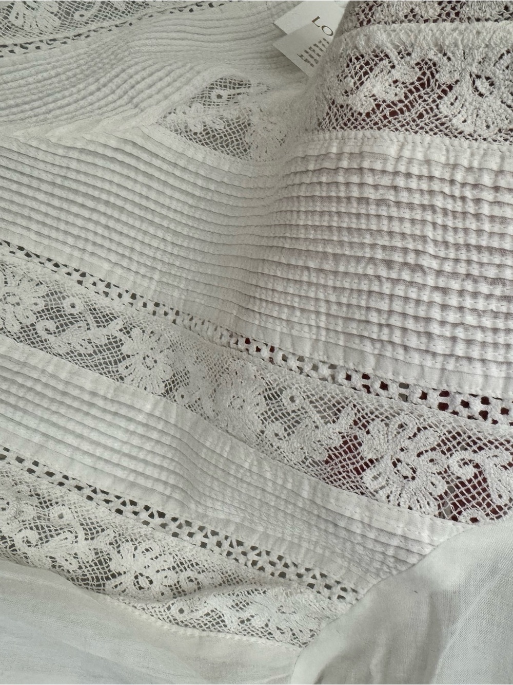 LoveShackFancy White Lace V-Neck Tea Dress - Picture 4 of 7